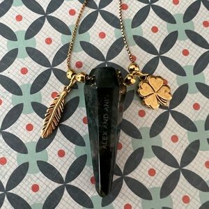 Alex and Ani adjustable gold chain necklace with malachite Obelisk